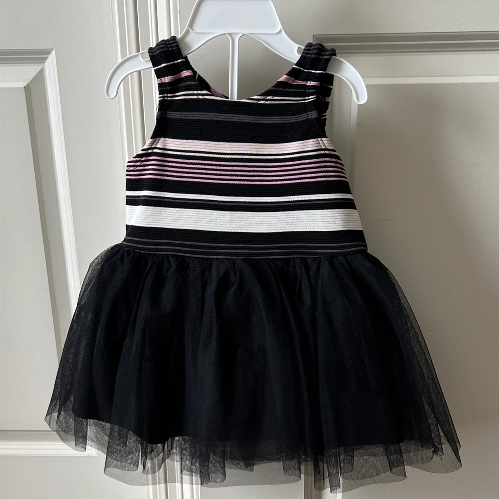 PASTOURELLE By Pippa & Julie 18M Black/ Pink/ White Striped Tutu Dress NWT